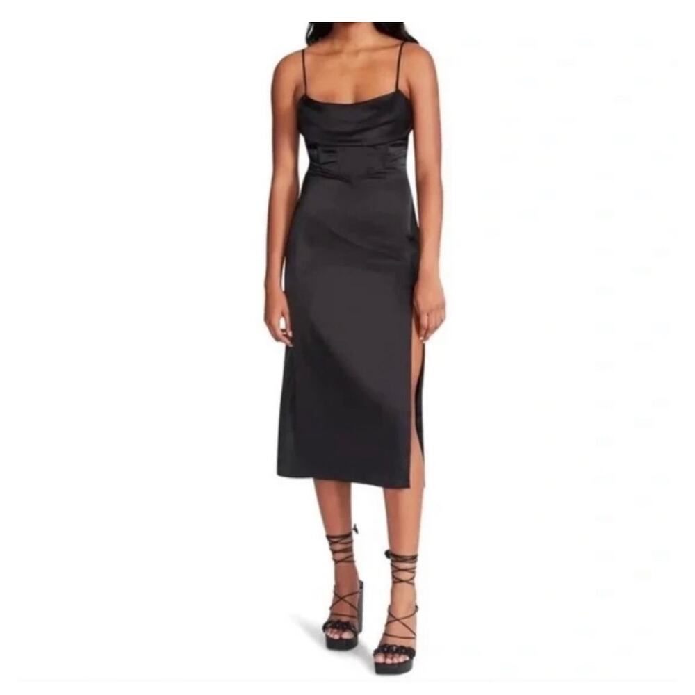 Jason Wu Black Satin Corset Midi Dress